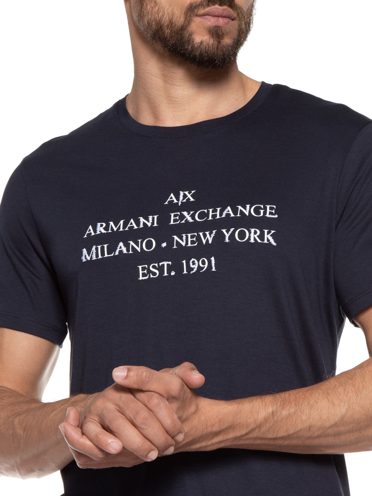 Camiseta Masculina Estampa Localizada Azul Armani Exchange