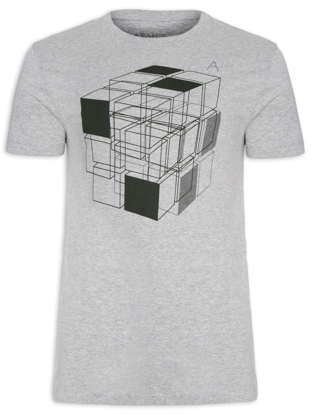 Camiseta Masculina Estampa Magic Cube - Cinza