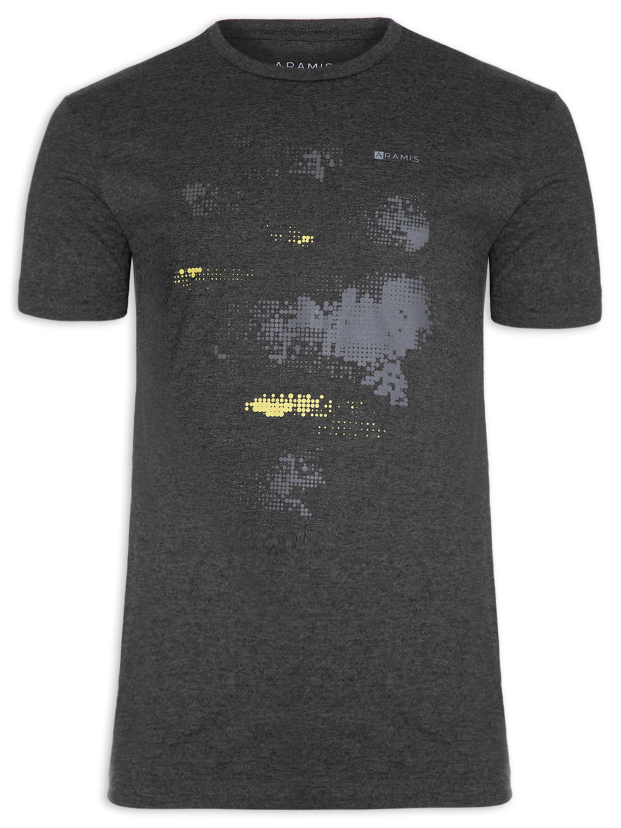 Camiseta Masculina Estampa Mapa Pontilhado - Cinza