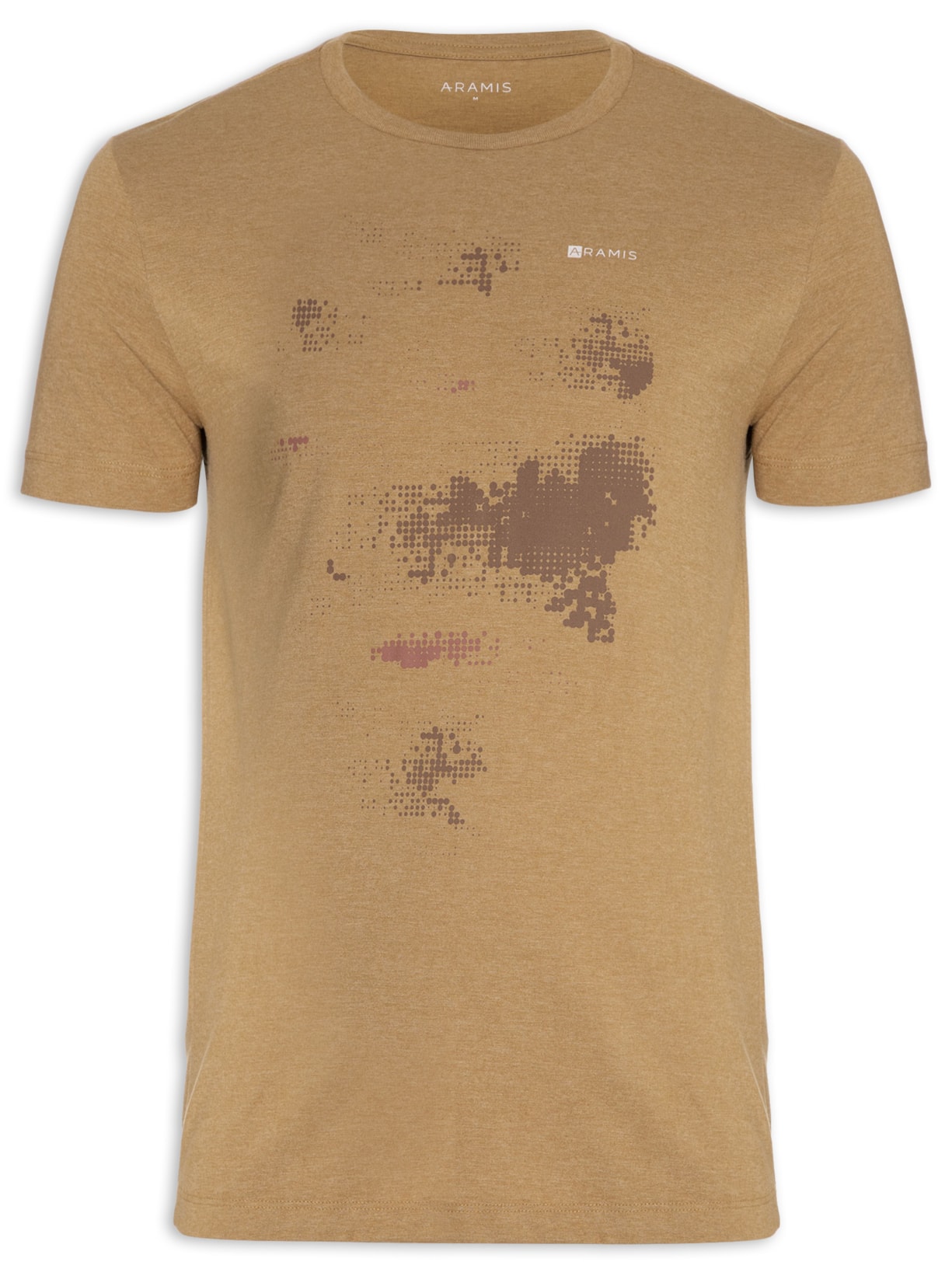 Camiseta Masculina Estampa Mapa Pontilhado - Marrom