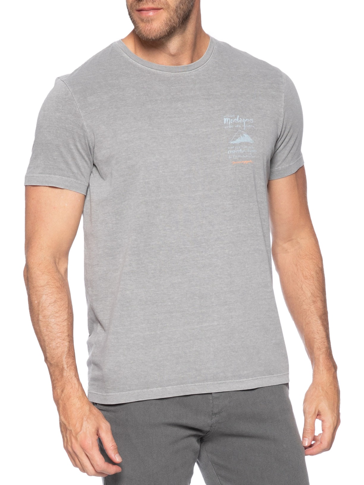 Camiseta Masculina Estampa Montanhas Cinza Pineapple