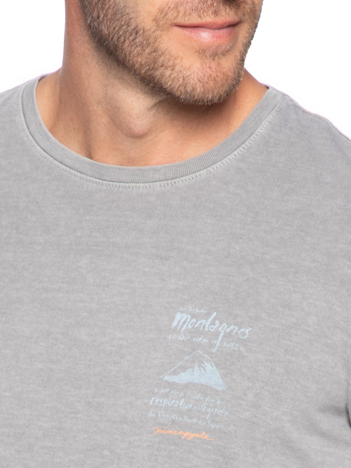 Camiseta Masculina Estampa Montanhas Cinza Pineapple