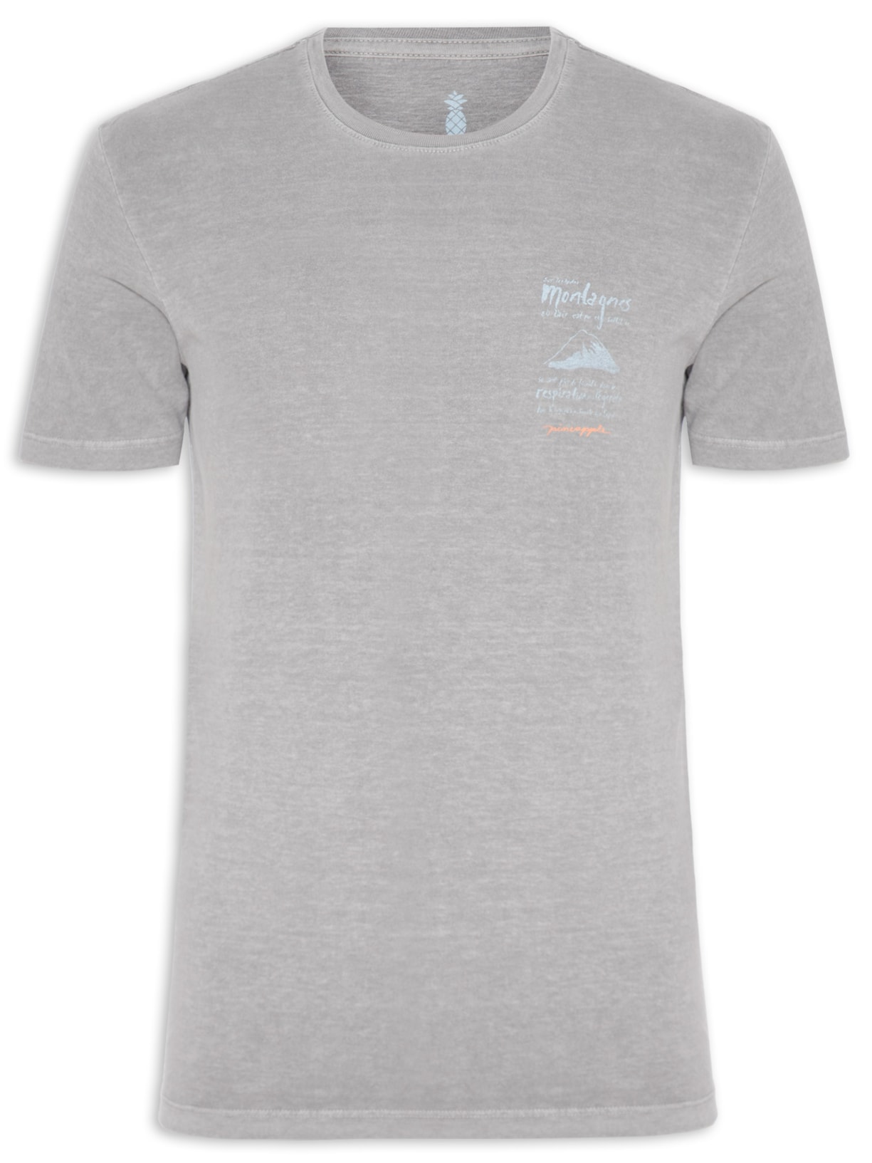 Camiseta Masculina Estampa Montanhas - Cinza