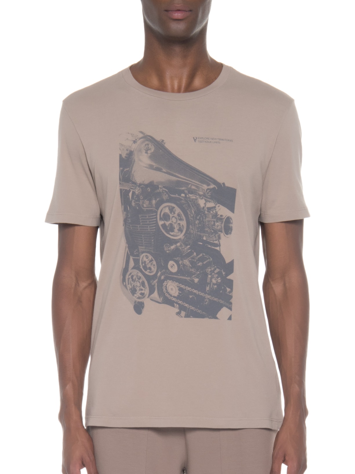 Camiseta Masculina Estampa Motocycle Bege Vr