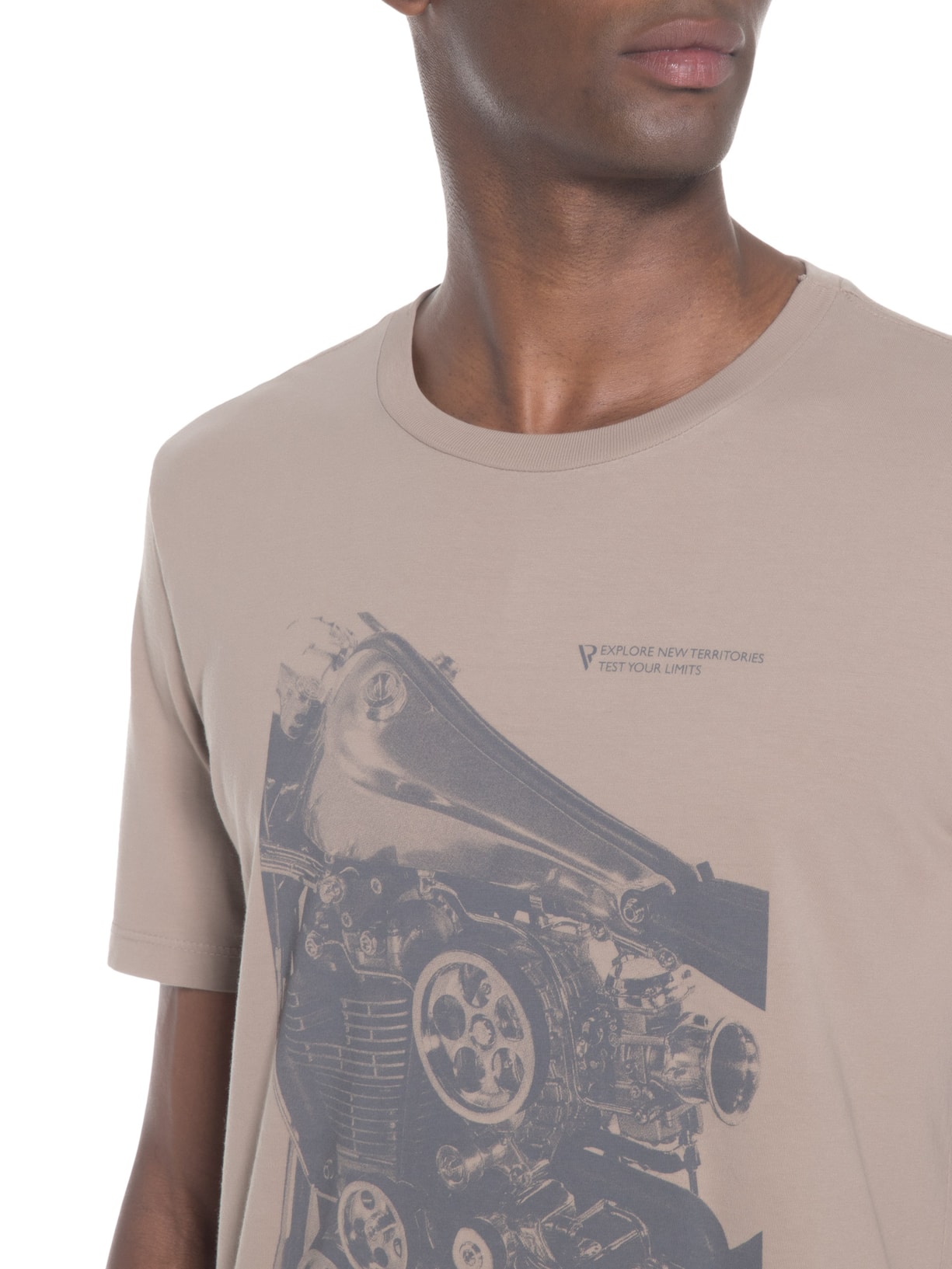 Camiseta Masculina Estampa Motocycle Bege Vr