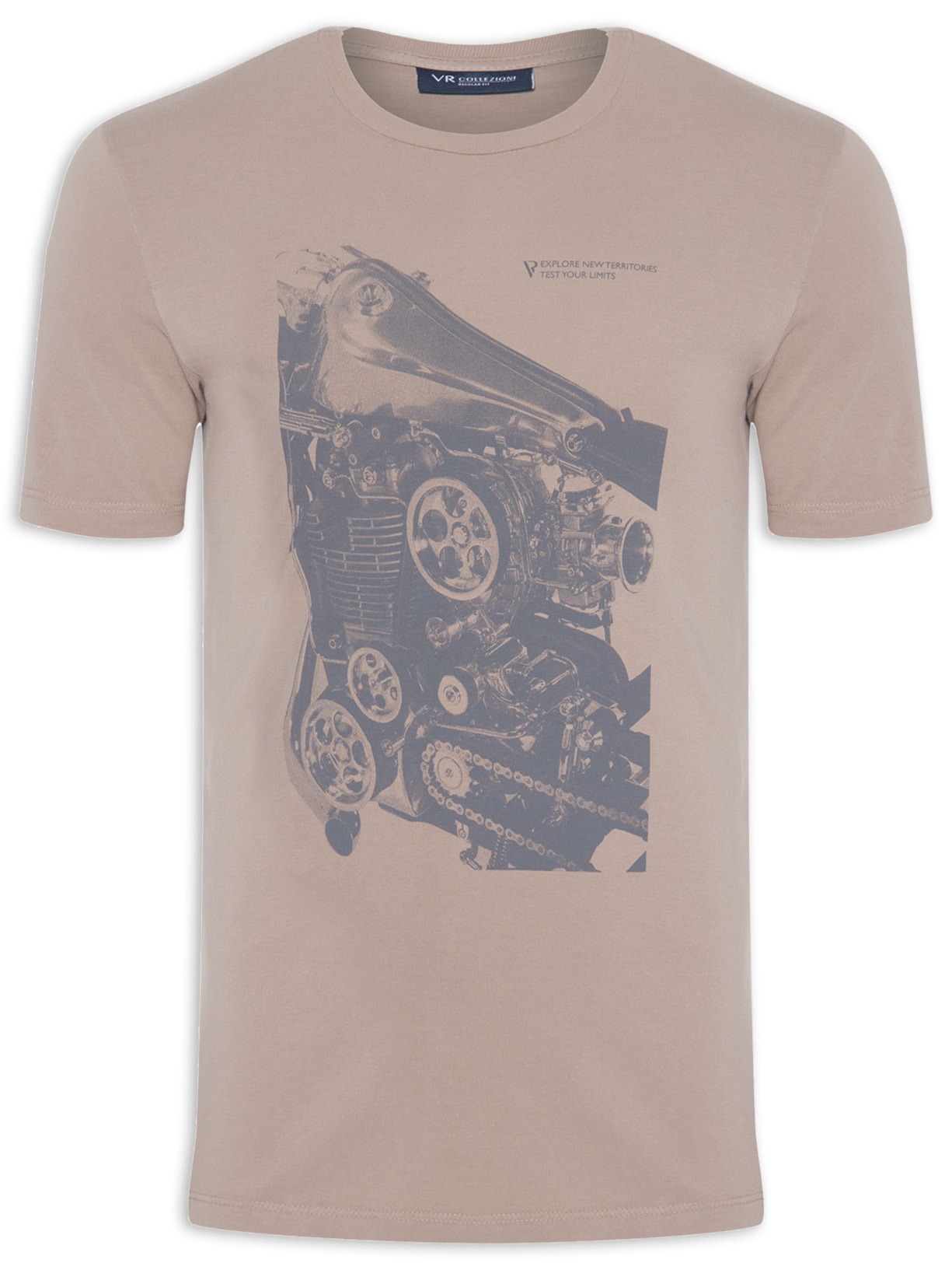 Camiseta Masculina Estampa Motocycle Bege Vr