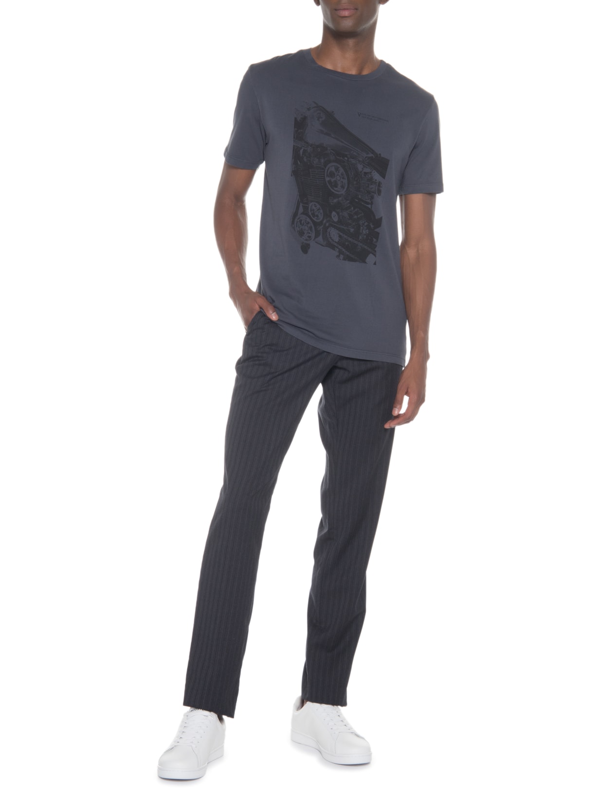 Camiseta Masculina Estampa Motocycle Cinza Vr