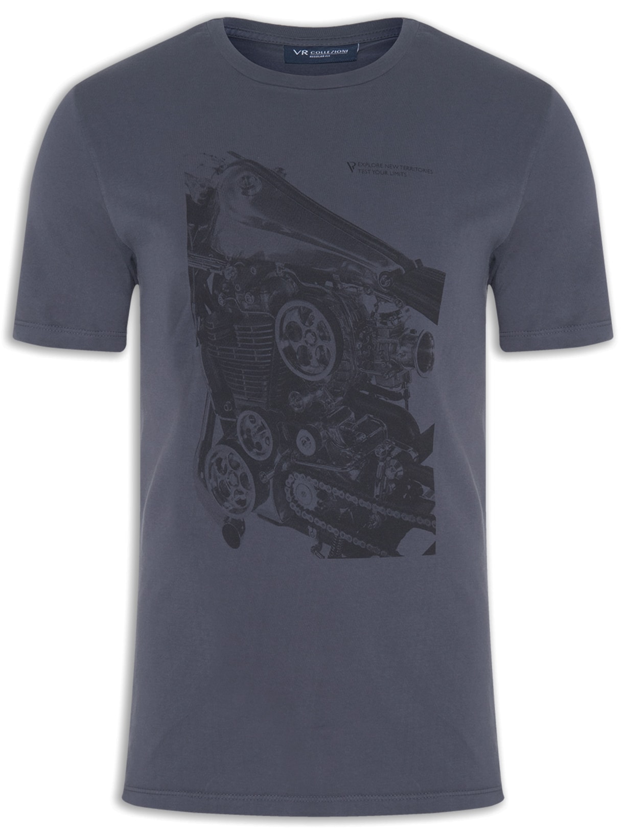 Camiseta Masculina Estampa Motocycle Cinza Vr