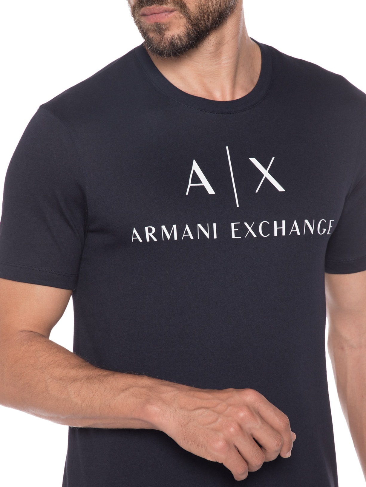 Camiseta Masculina Estampa Nome Azul Armani Exchange