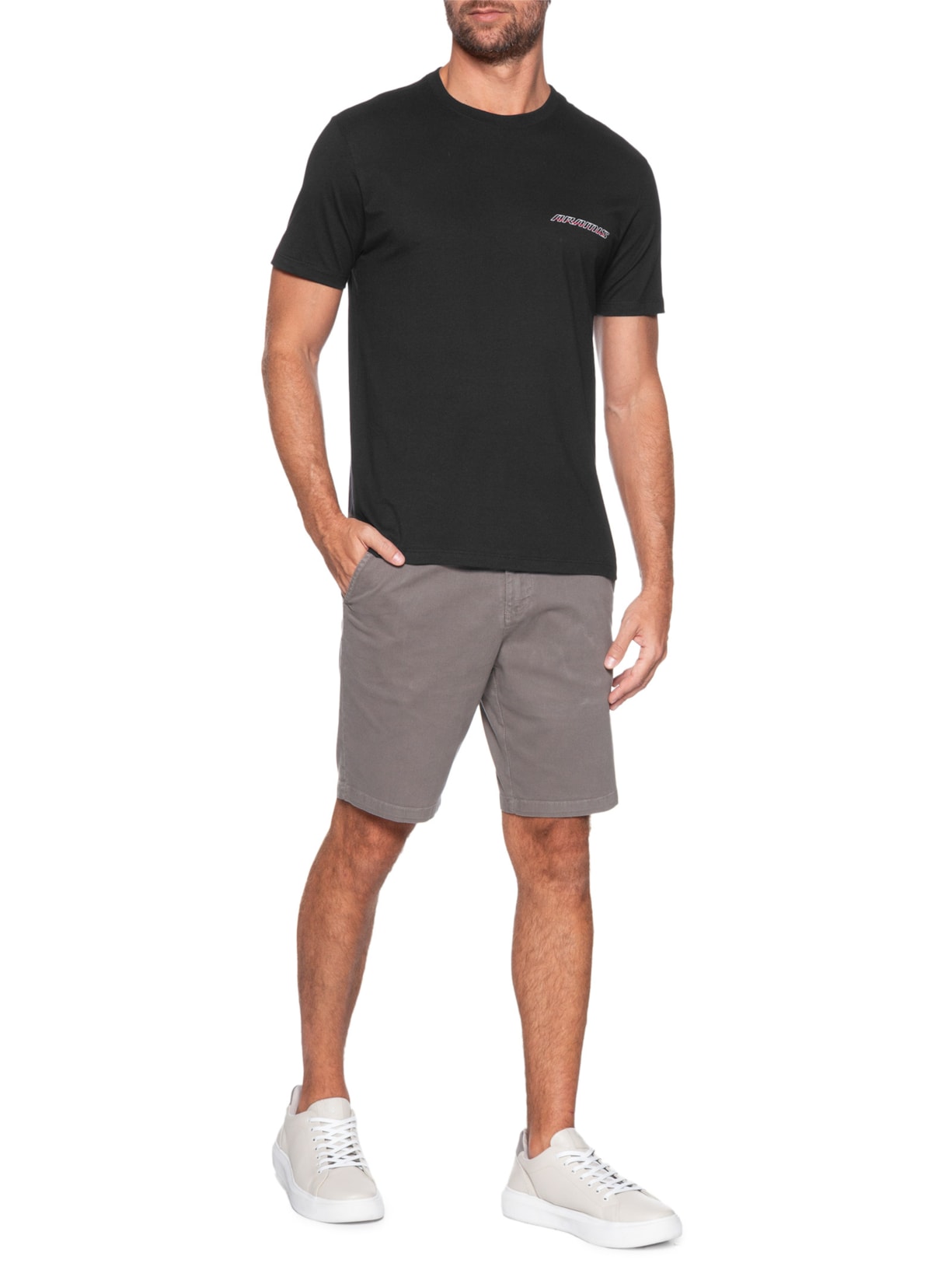 Camiseta Masculina Estampa Outline Red Line Preto Aramis