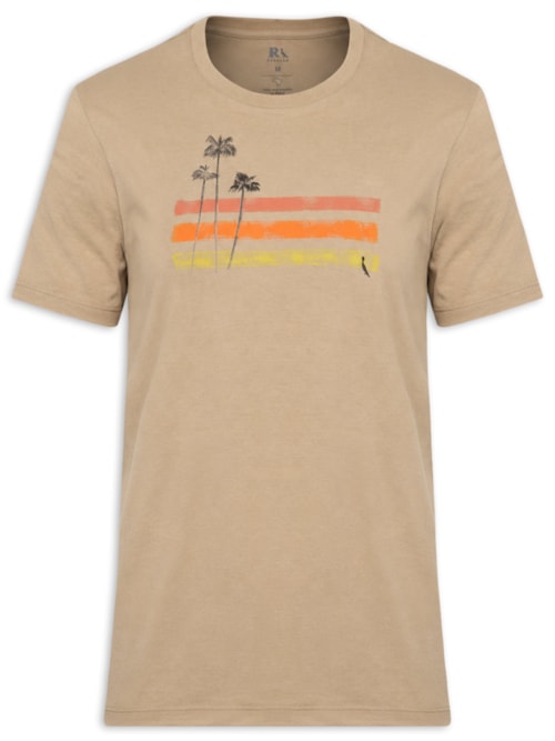 Camiseta Masculina Estampa Palm Water - Bege
