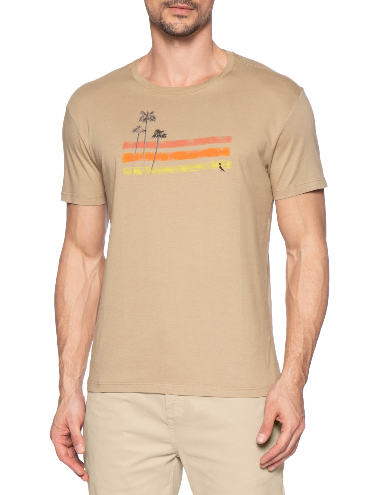 Camiseta Masculina Estampa Palm Water Bege Reserva