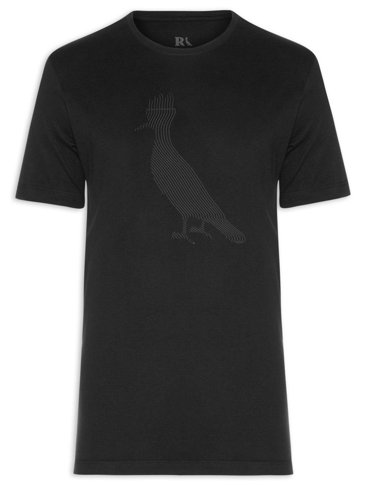 Camiseta Masculina Estampa Pica Pau Linhas - Preto