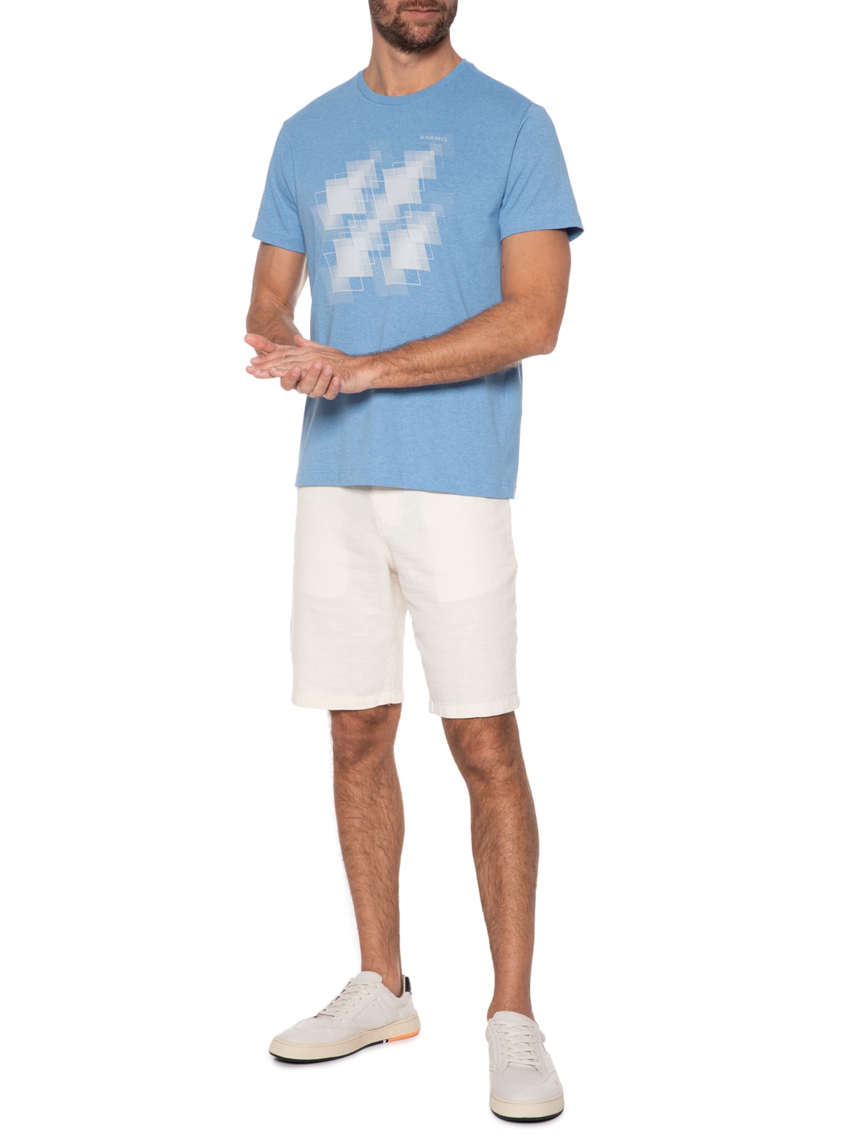 Camiseta Masculina Estampa Placas  Azul Aramis