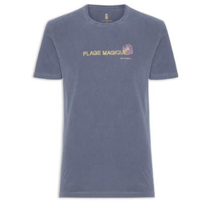 Camiseta Masculina Estampa Plage Magique Stone - Azul