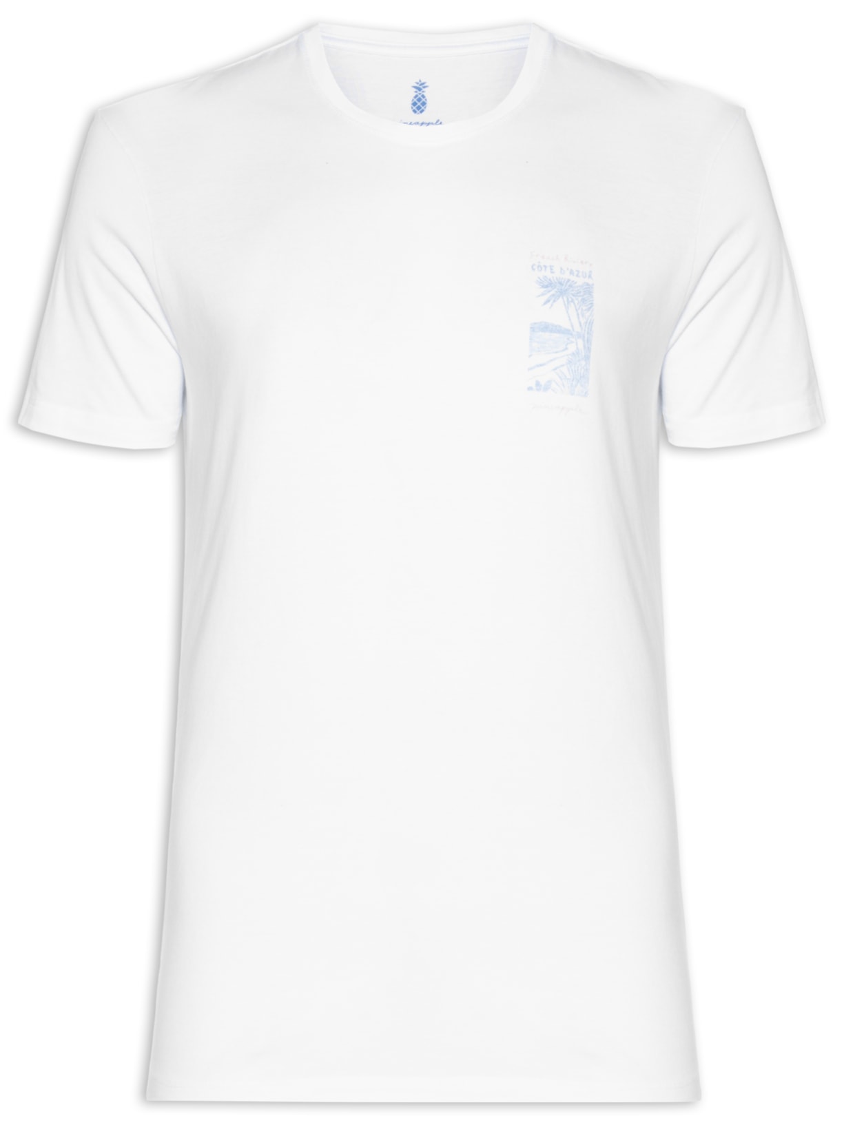 Camiseta Masculina Estampa Praia Côte D'Azur - Branco