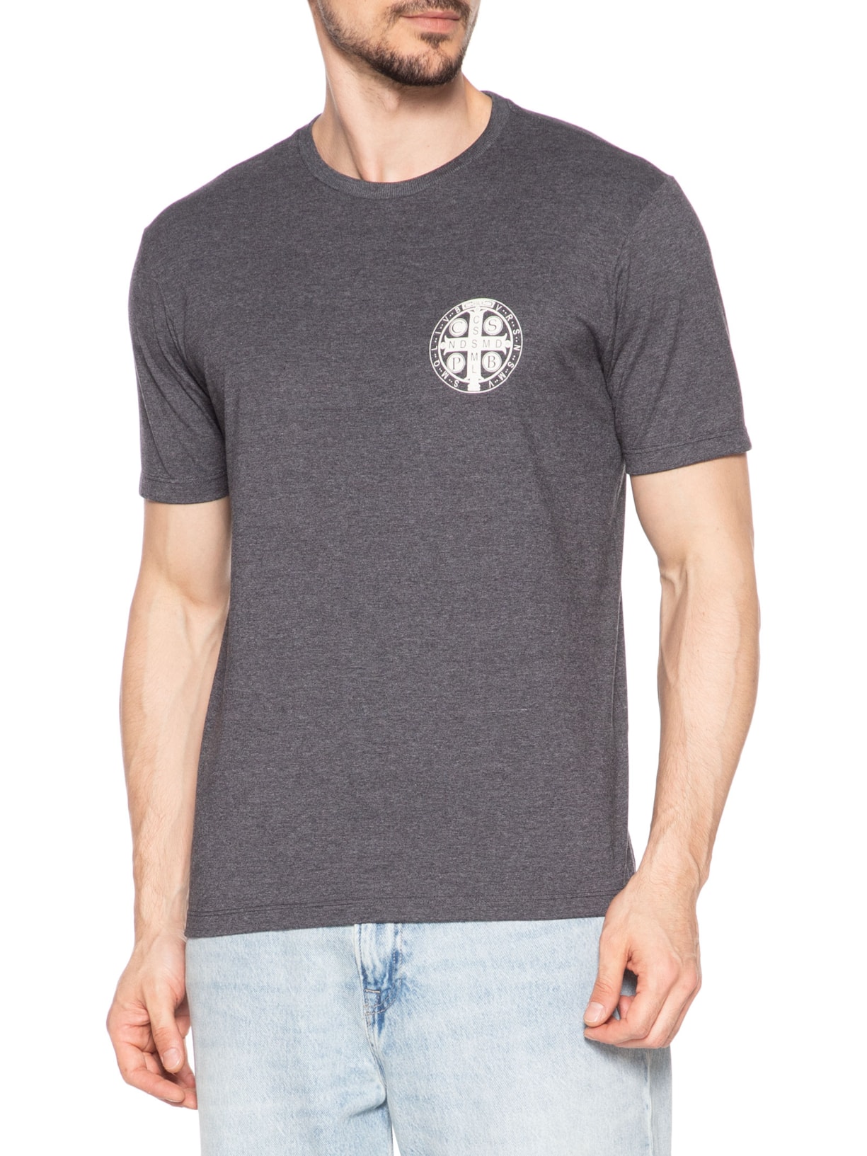 Camiseta Masculina Estampa São Bento Cinza Zapalla