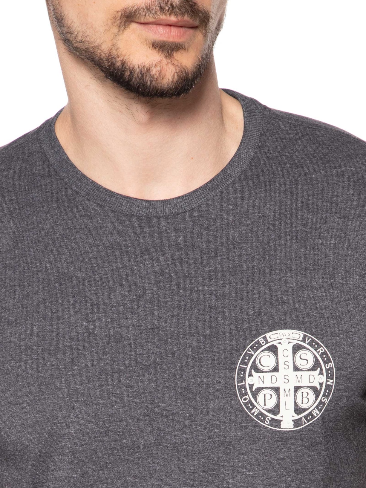 Camiseta Masculina Estampa São Bento Cinza Zapalla