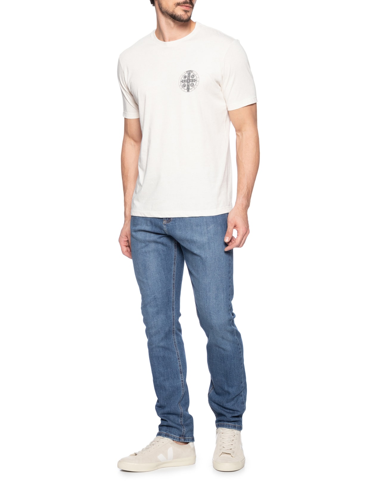 Camiseta Masculina Estampa São Bento Off White Zapalla