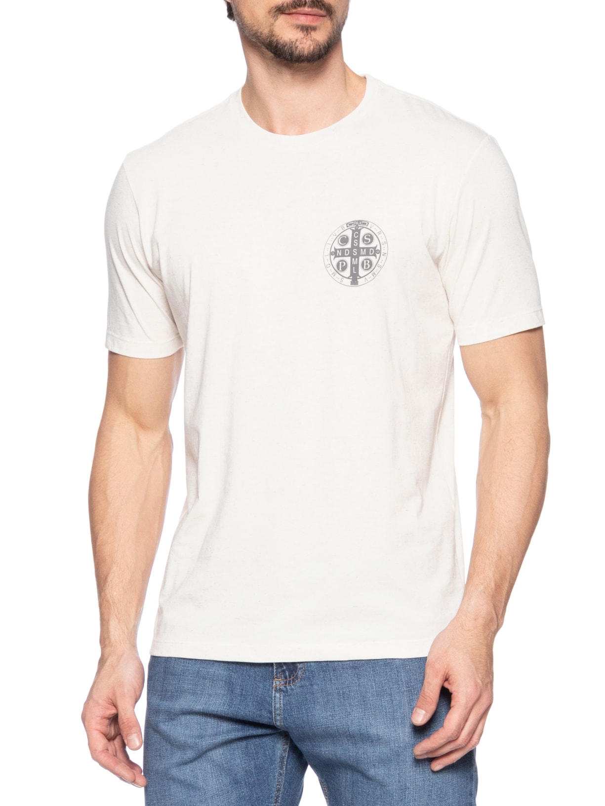 Camiseta Masculina Estampa São Bento Off White Zapalla