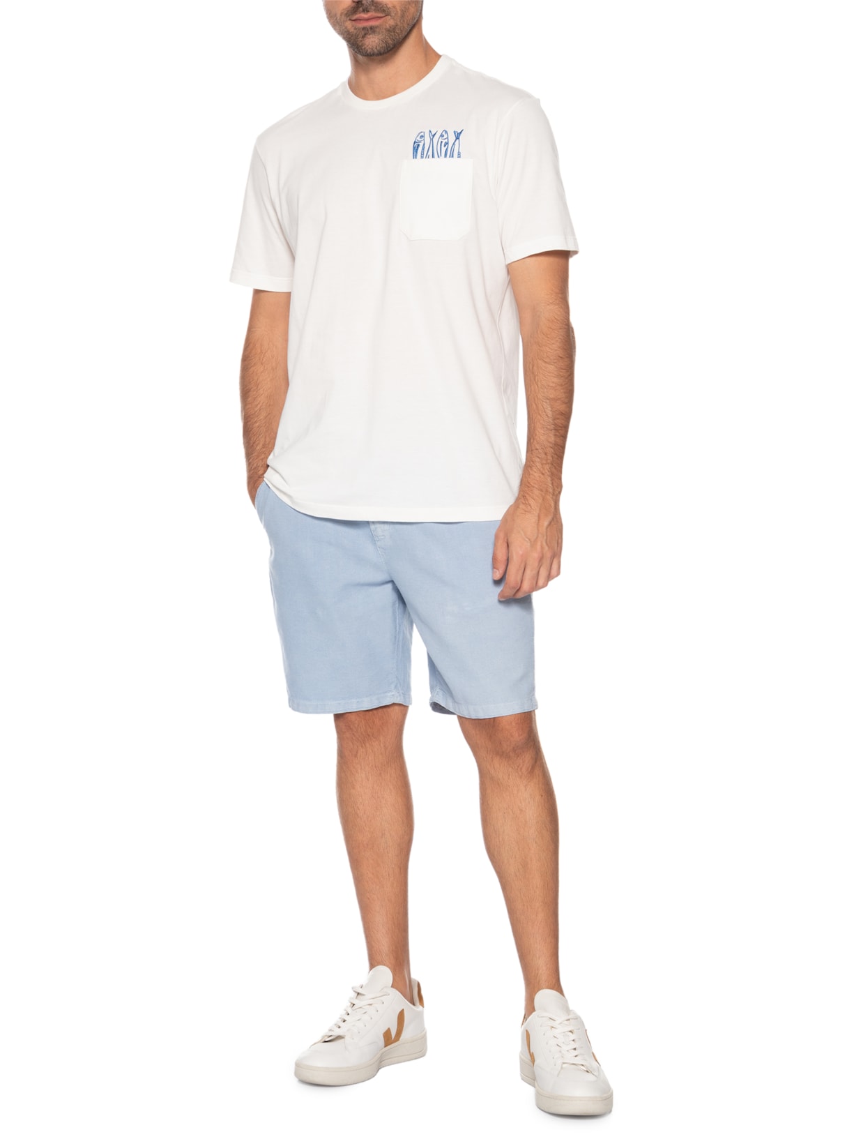 Camiseta Masculina Estampa Sardinhas Branco Zapalla