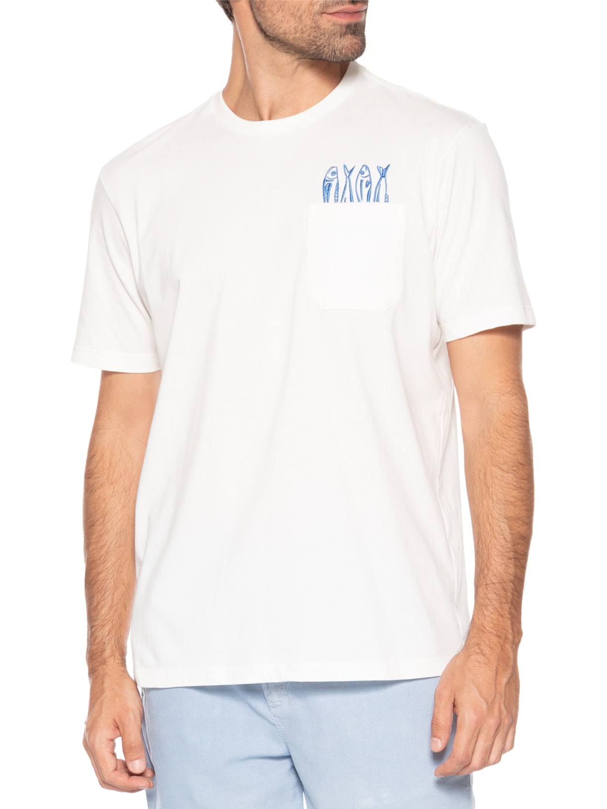 Camiseta Masculina Estampa Sardinhas Branco Zapalla