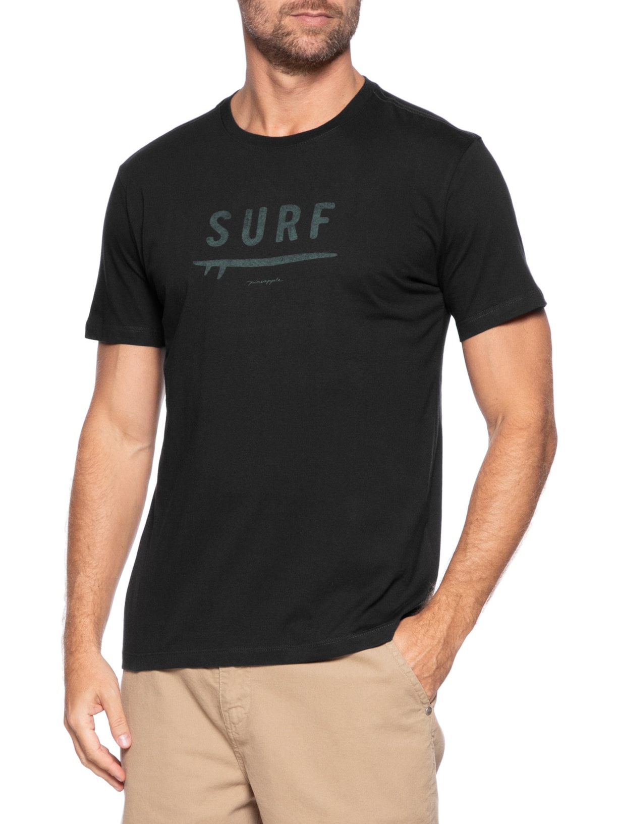 Camiseta Masculina Estampa Surf Preto Pineapple