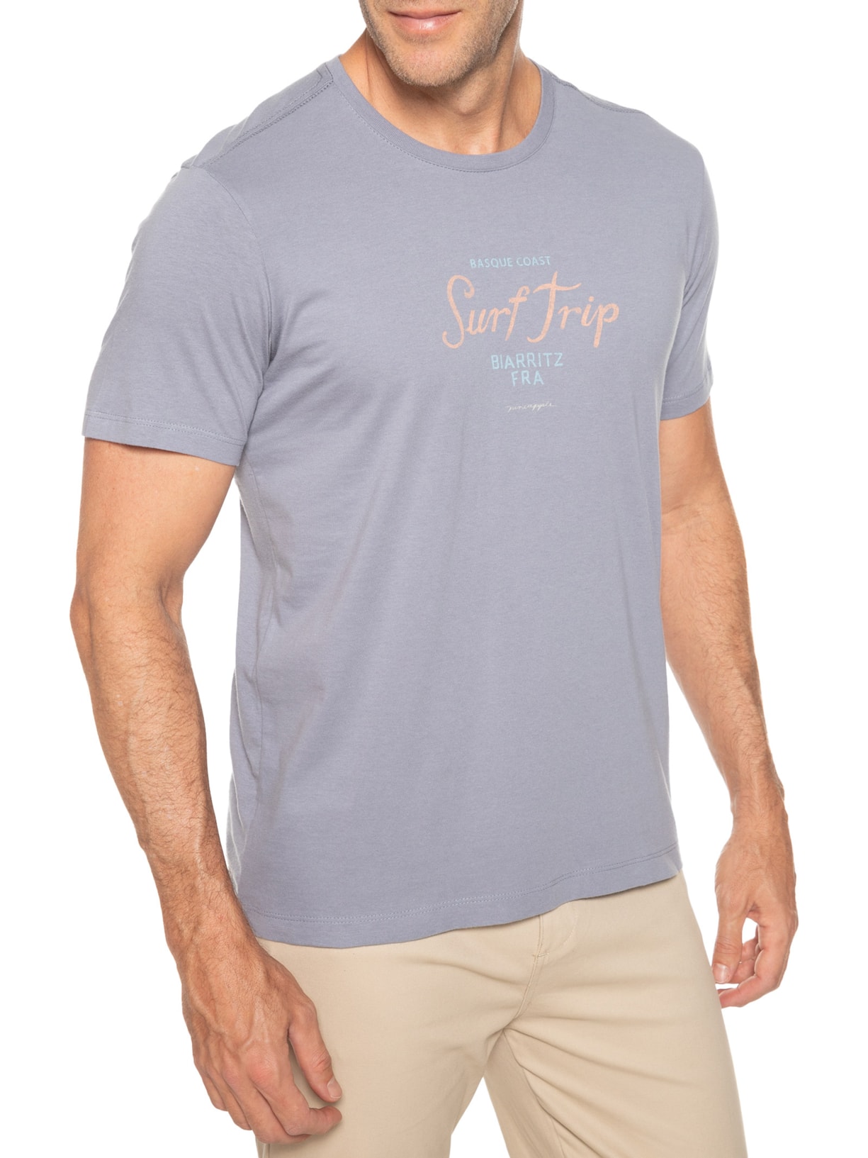 Camiseta Masculina Estampa Surf Trip Azul Pineapple