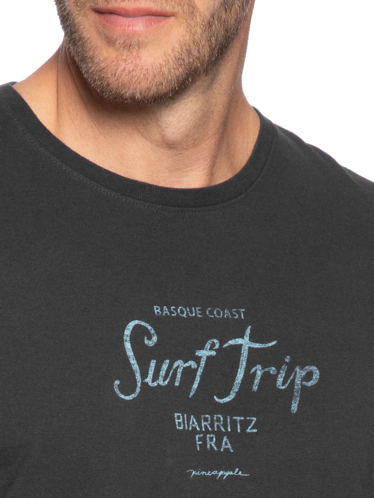 Camiseta Masculina Estampa Surf Trip Preto Pineapple