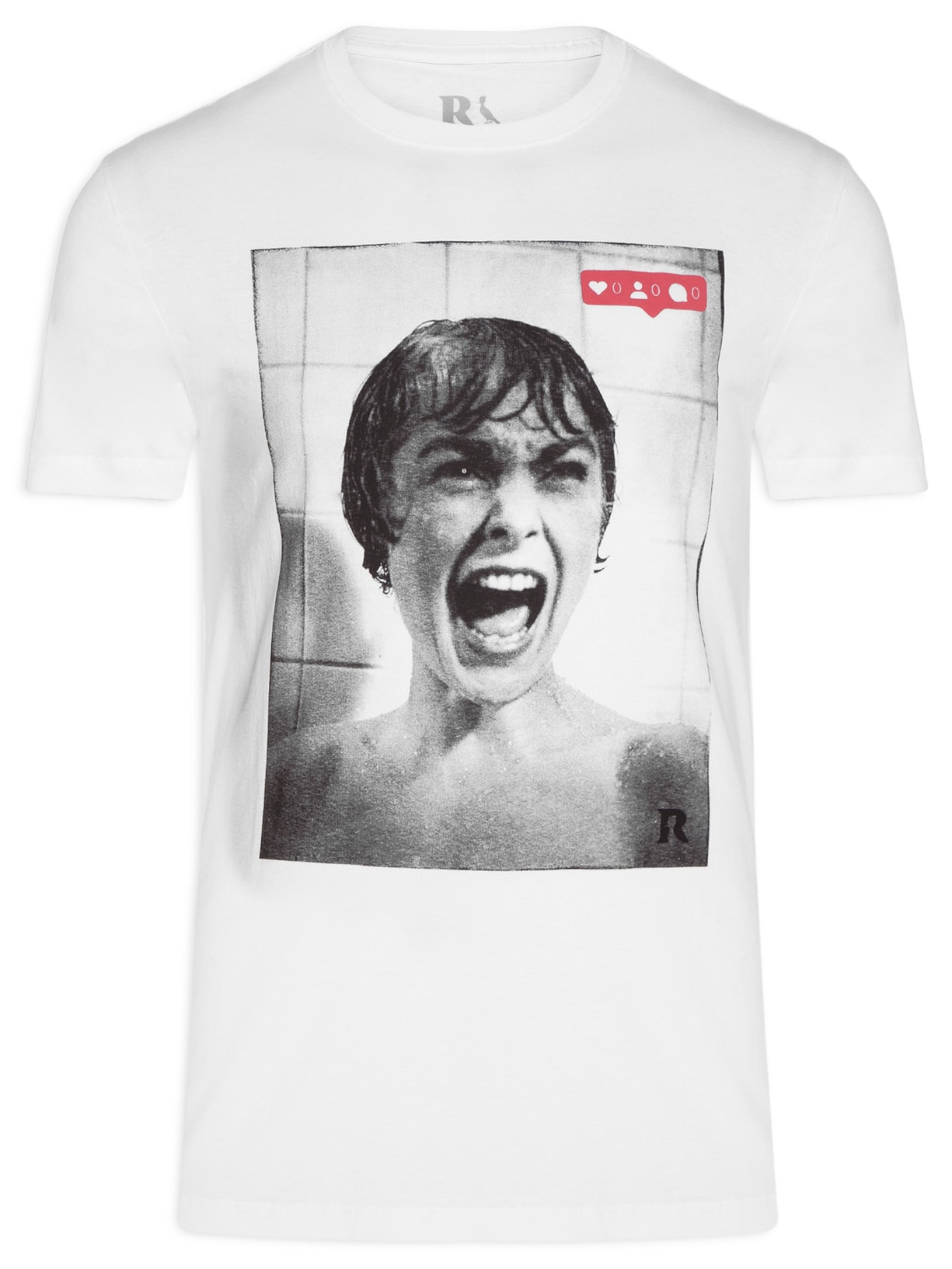 Camiseta Masculina Estampada 0 Likes Psicose - Branco