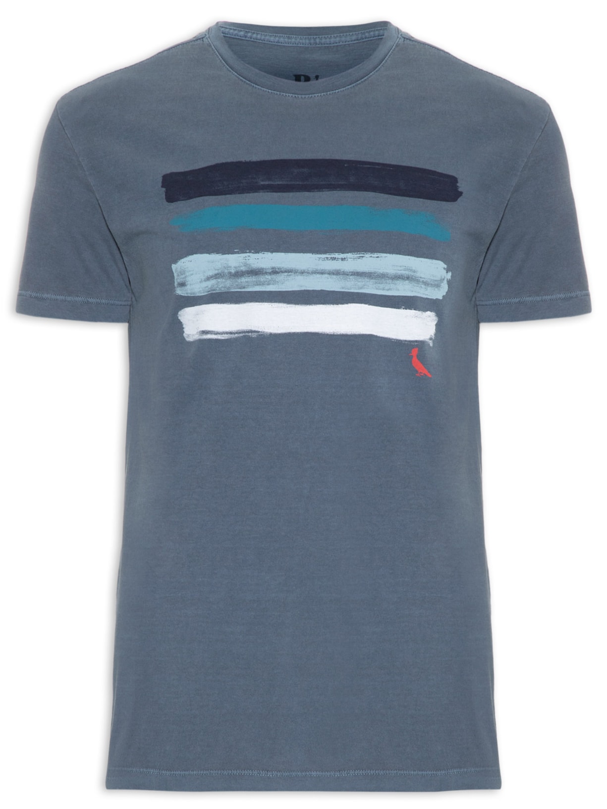 Camiseta Masculina Estampada 4 Listras Aquarela - Azul