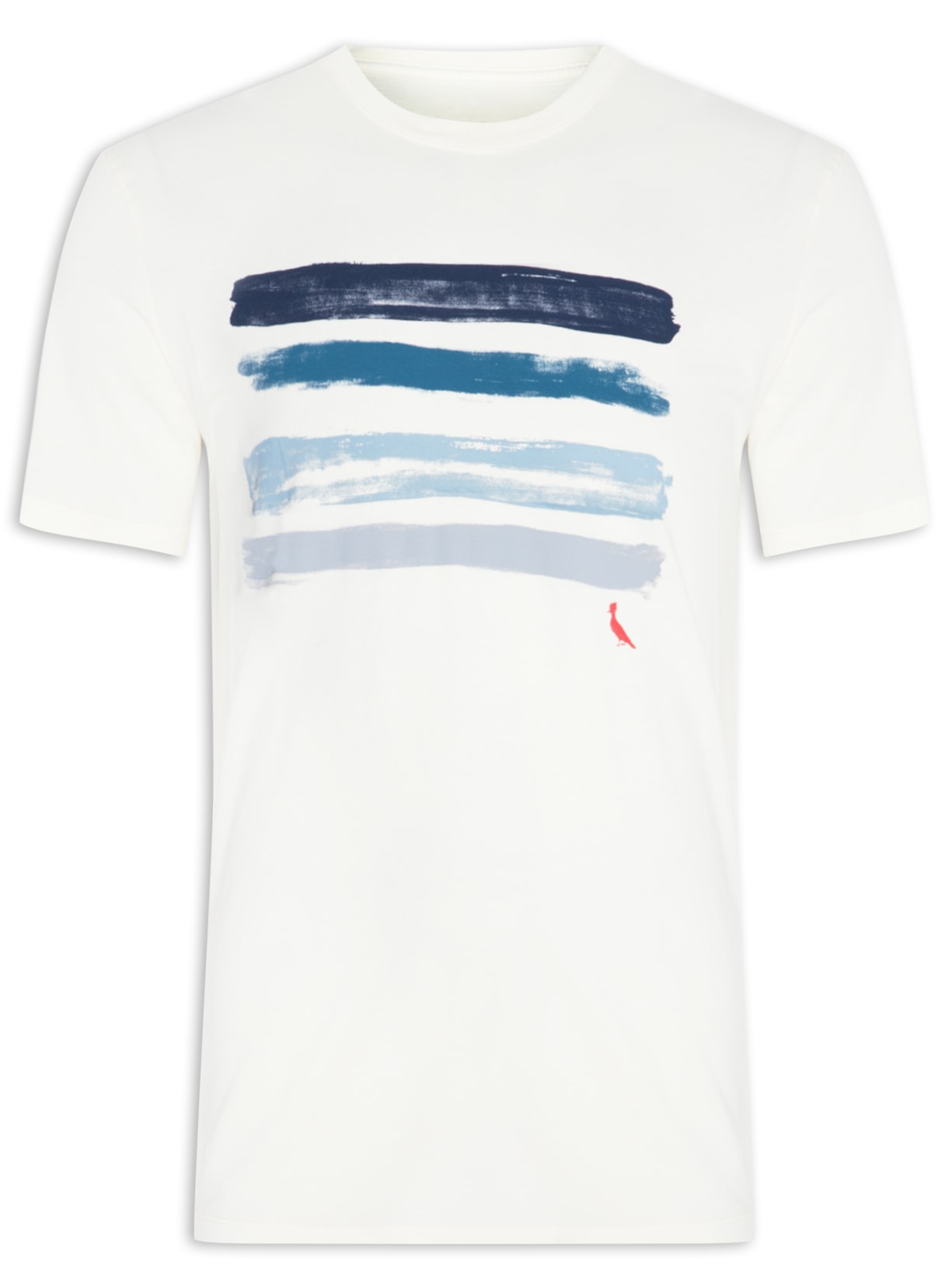 Camiseta Masculina Estampada 4 Listras Aquarela - Off White