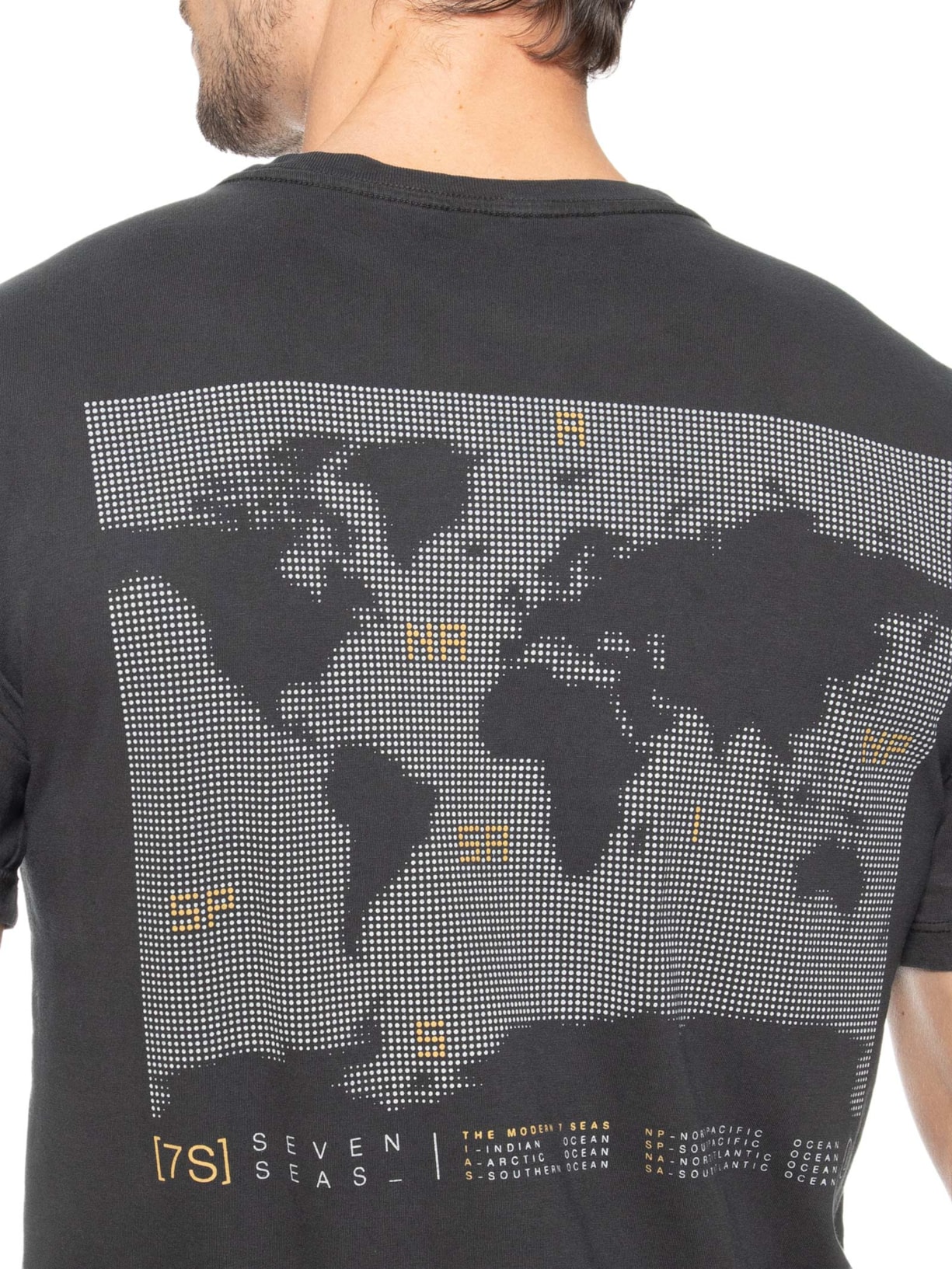 Camiseta Masculina Estampada 7S Preto Austral