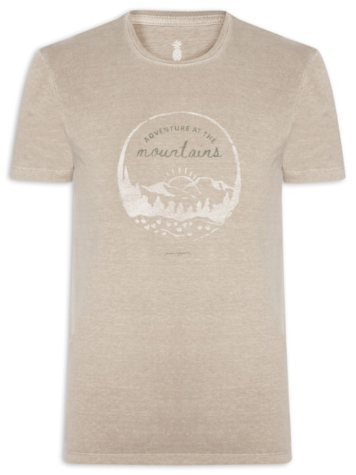 Camiseta Masculina Estampada Adventures - Bege
