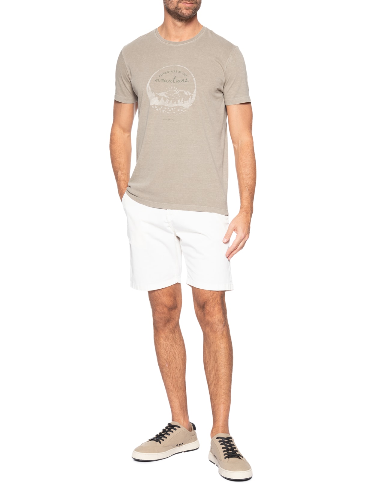 Camiseta Masculina Estampada Adventures Bege Pineapple