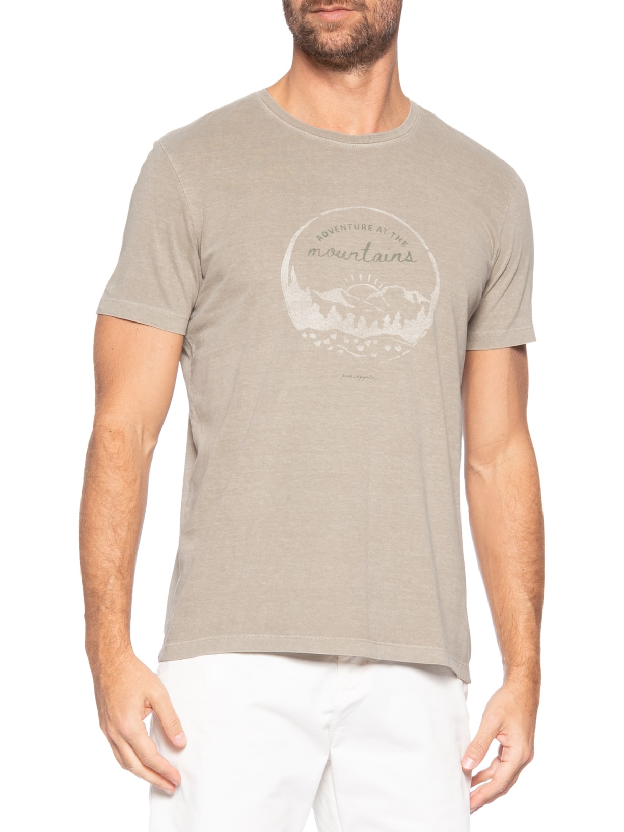 Camiseta Masculina Estampada Adventures Bege Pineapple