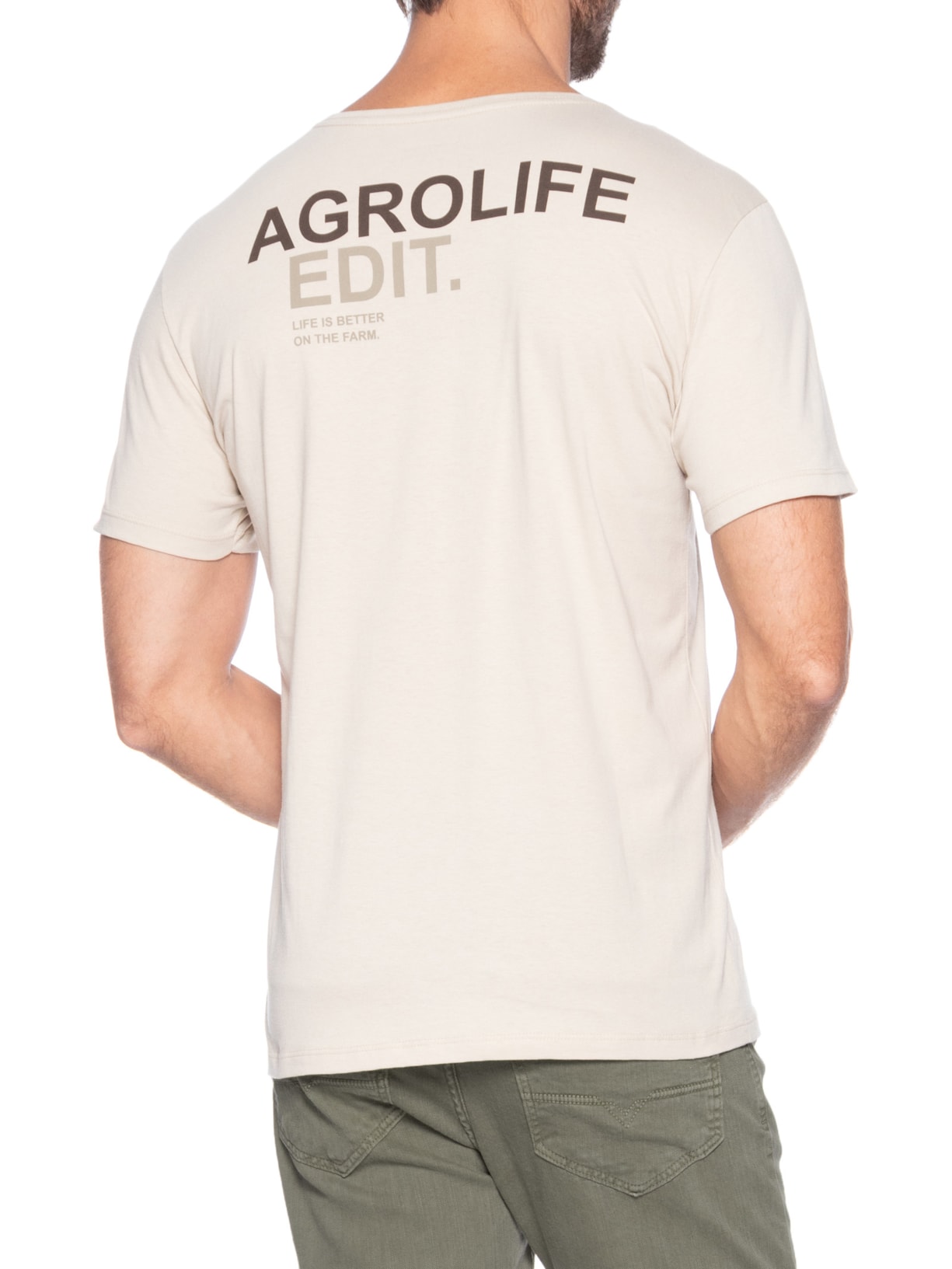 Camiseta Masculina Estampada Agrolife Edit Bege Sergio K