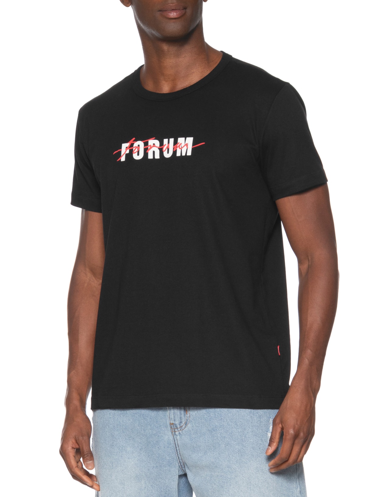 Camiseta Masculina Estampada Algodão Preto Forum