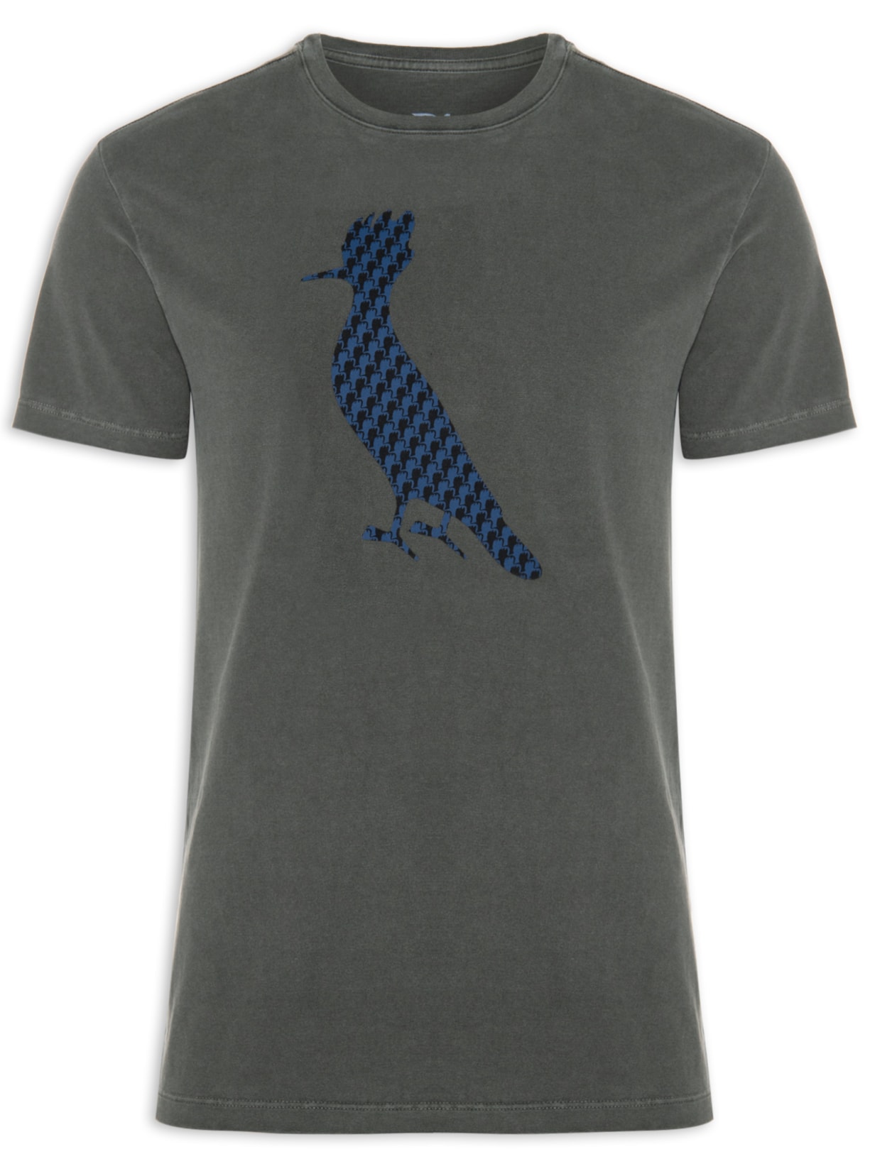 Camiseta Masculina Estampada Aplique Pica-poule - Cinza