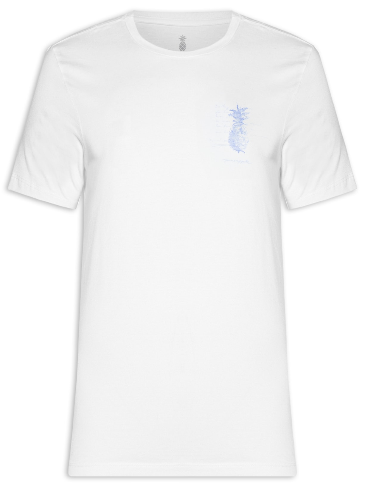 Camiseta Masculina Estampada Aquarela Abacaxi - Branco