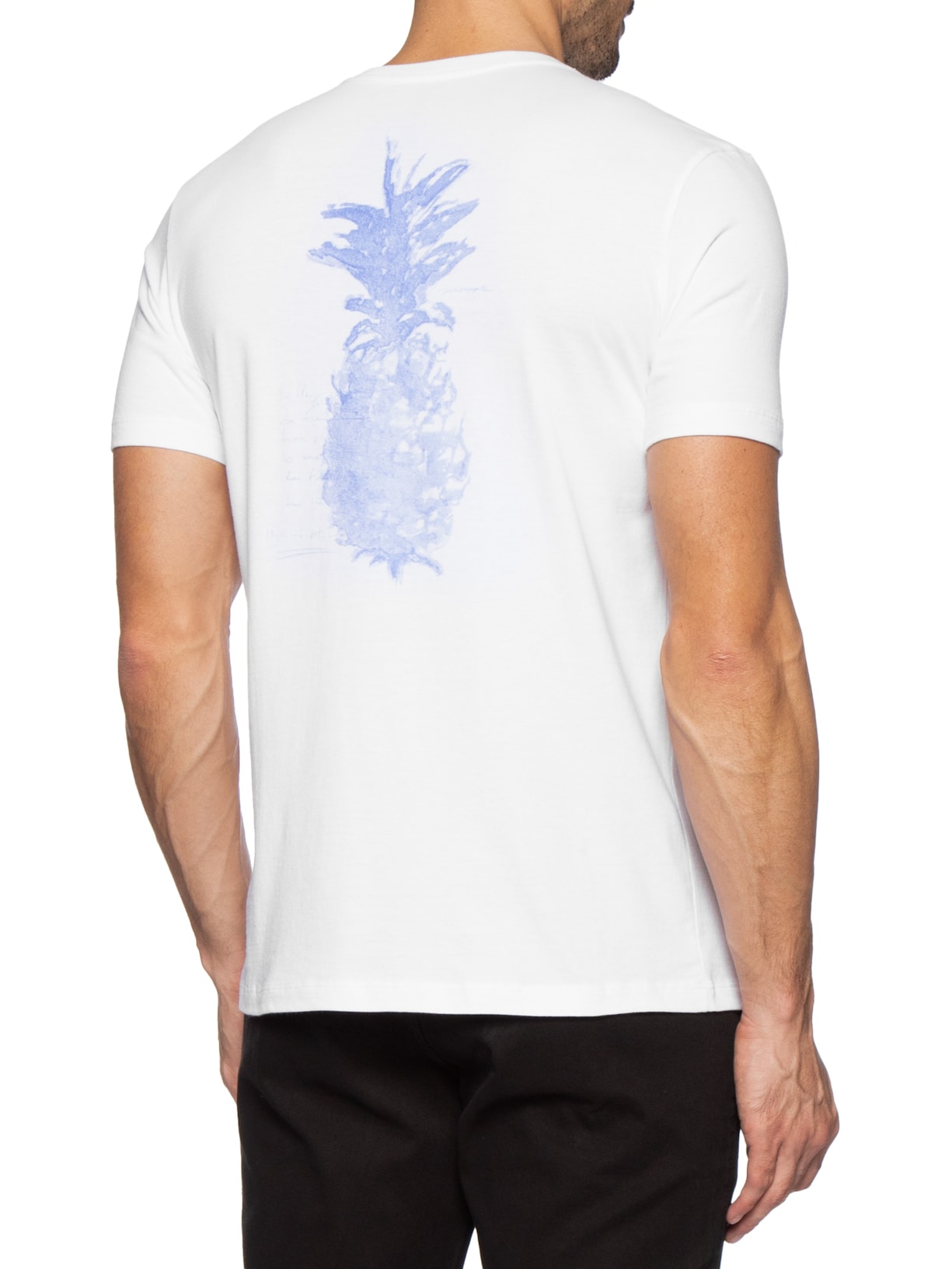 Camiseta Masculina Estampada Aquarela Abacaxi Branco Pineapple