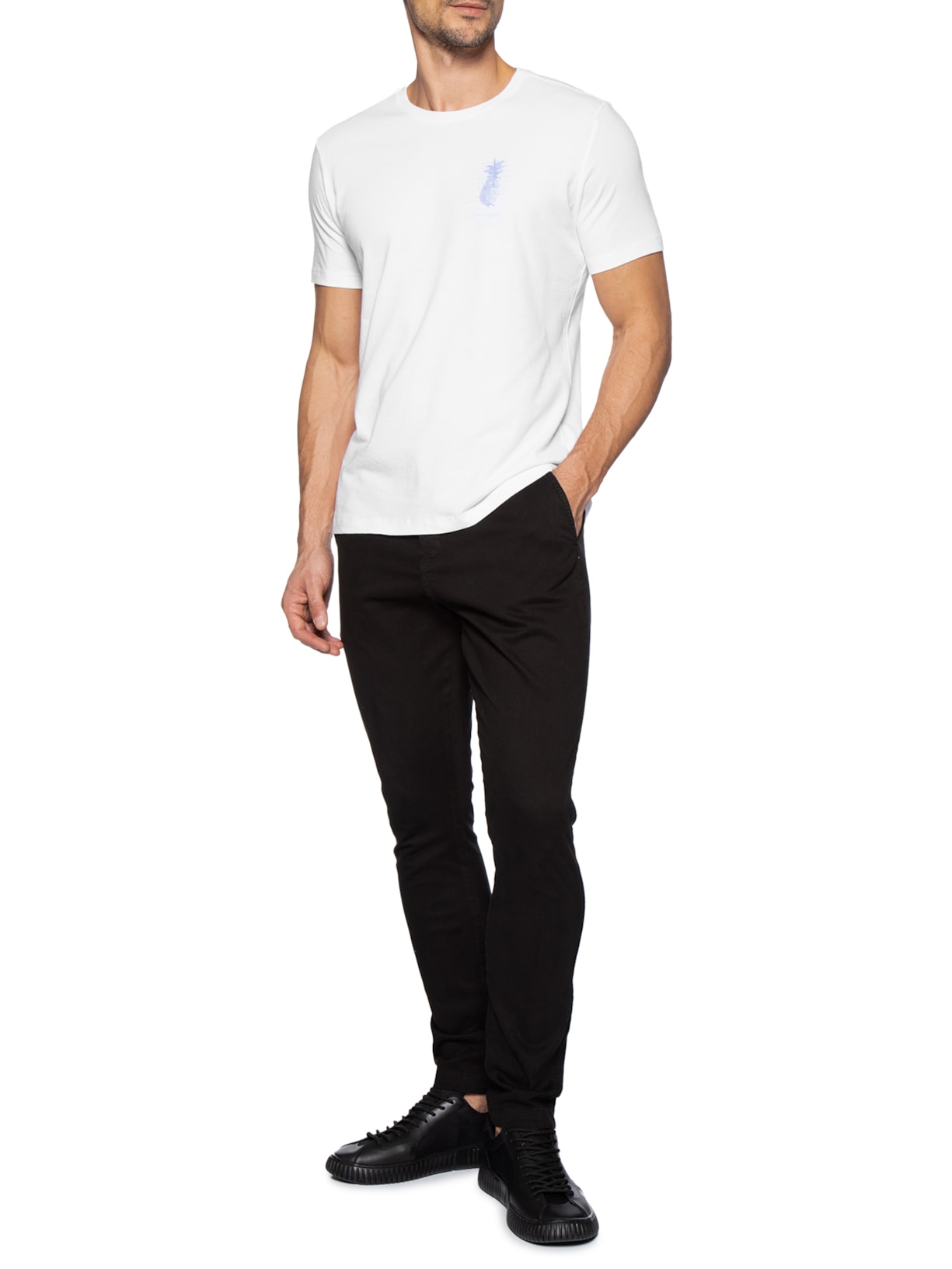Camiseta Masculina Estampada Aquarela Abacaxi Branco Pineapple