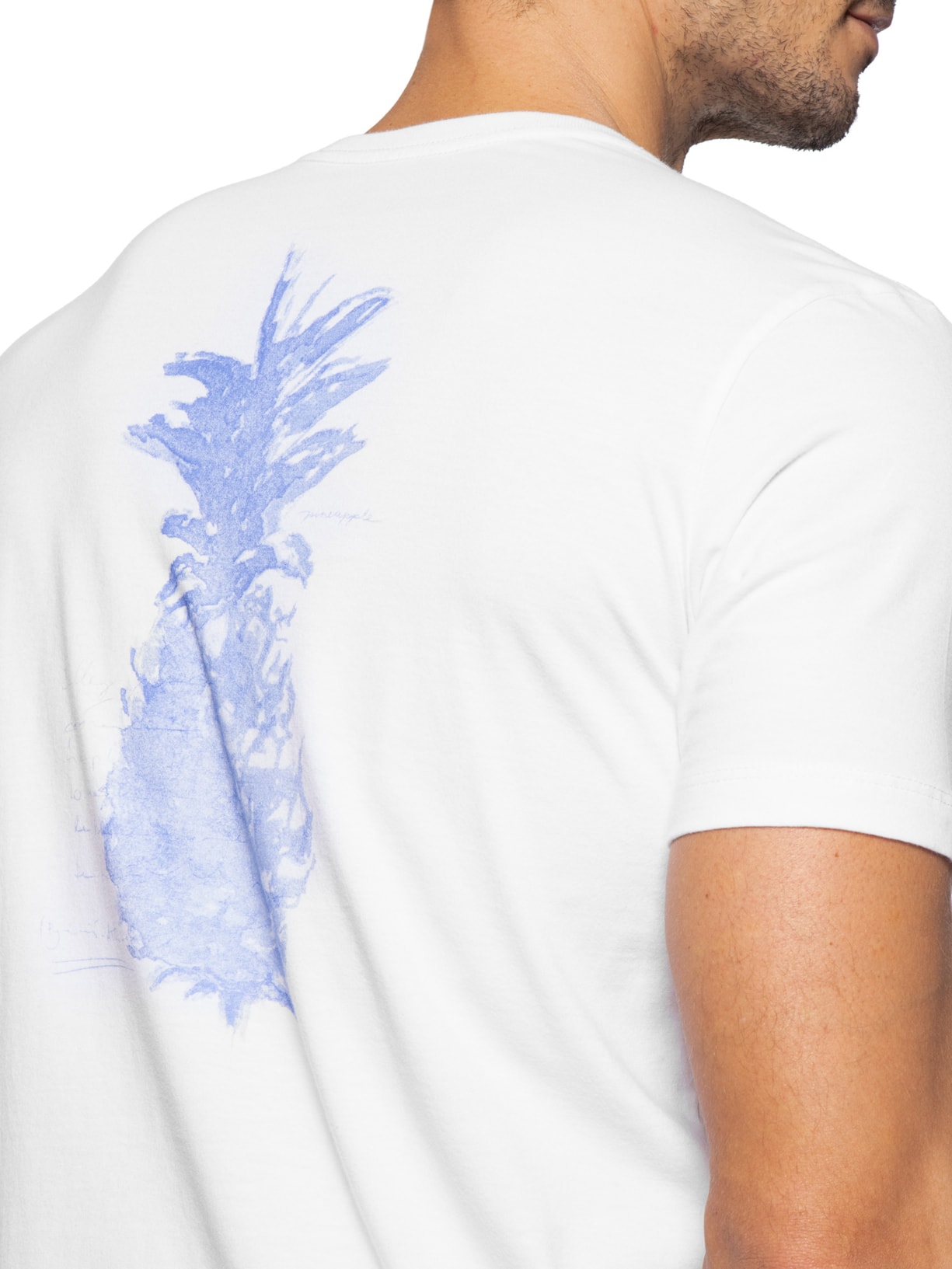 Camiseta Masculina Estampada Aquarela Abacaxi Branco Pineapple