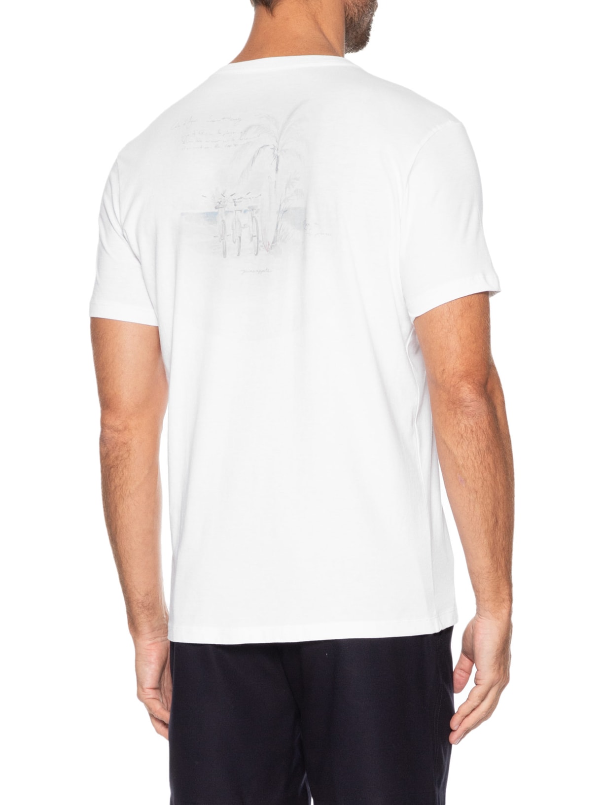 Camiseta Masculina Estampada Aquarela Bikes Branco Pineapple