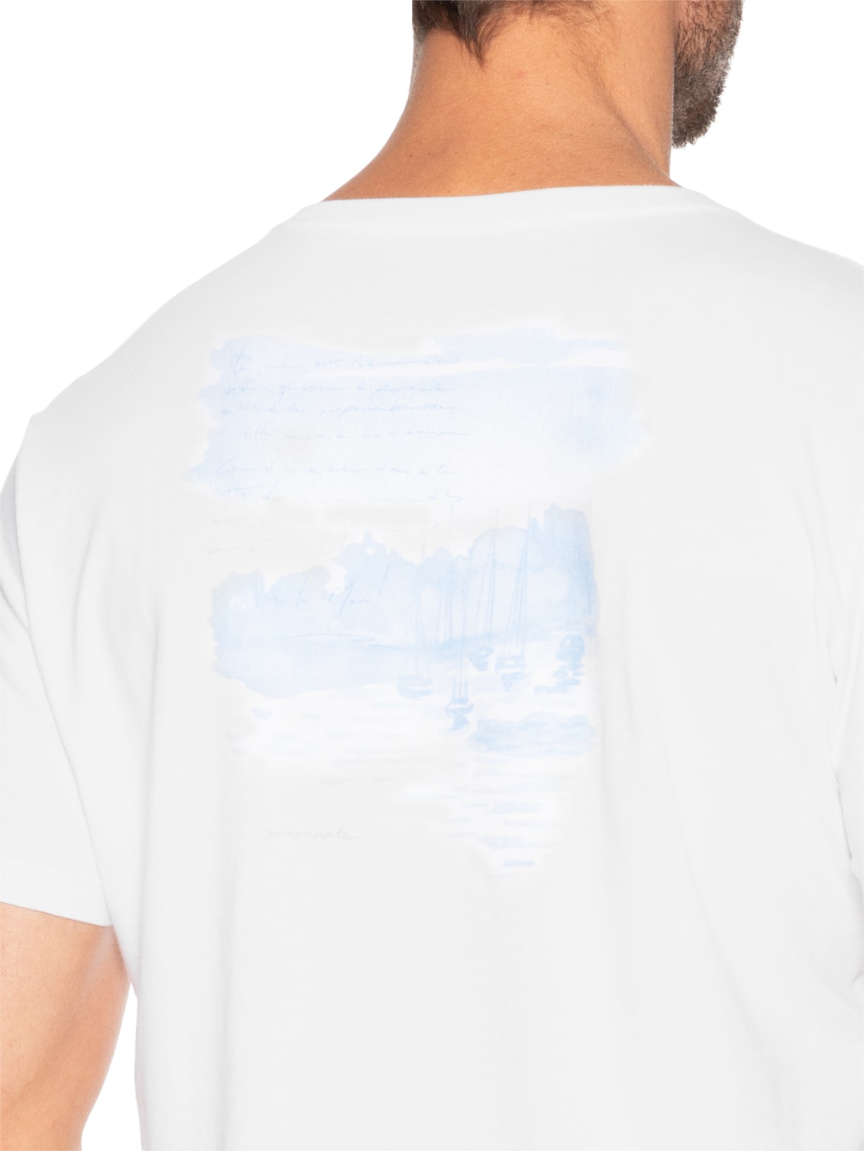 Camiseta Masculina Estampada Aquarela Nautique Branco Pineapple