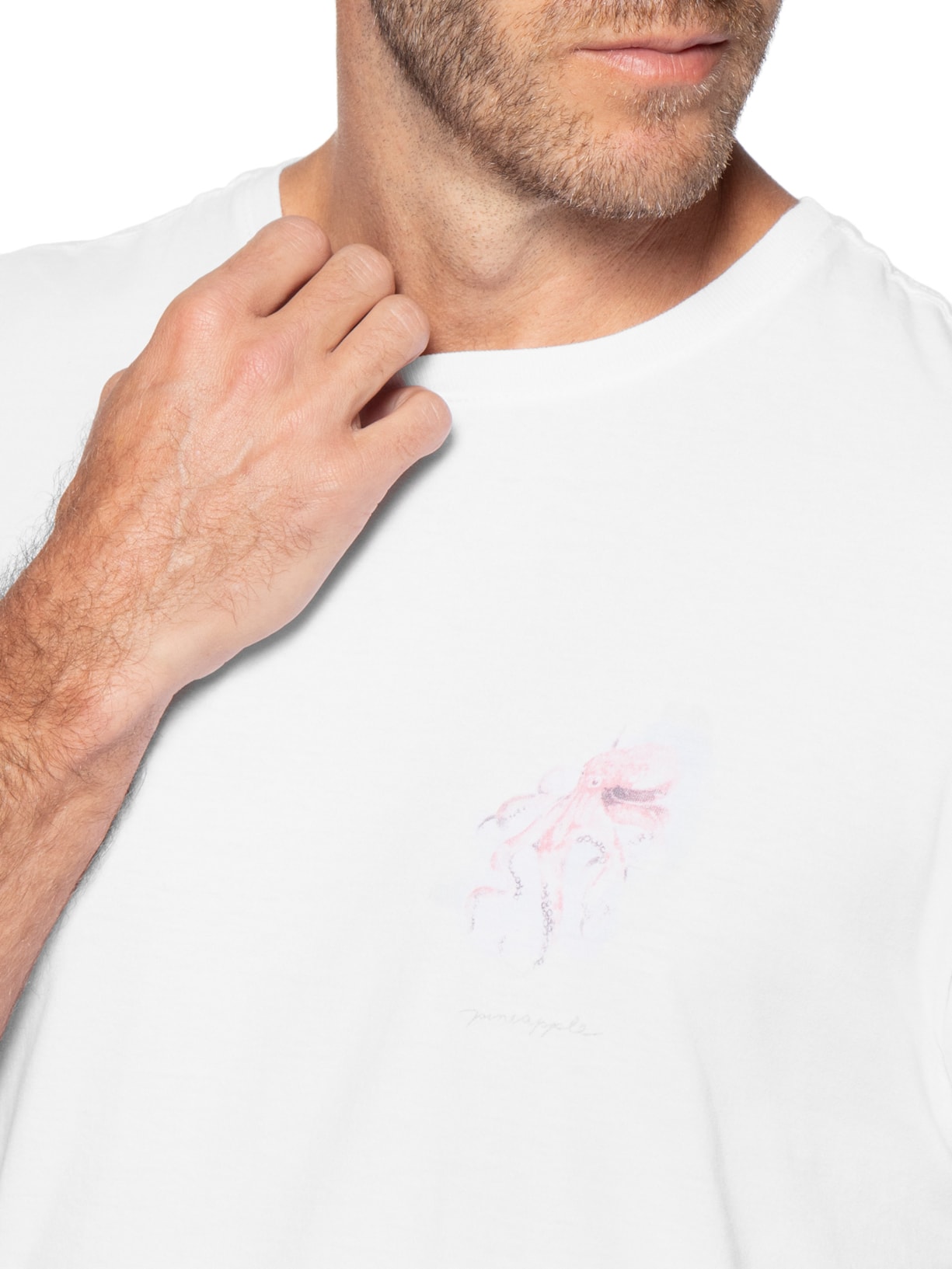 Camiseta Masculina Estampada Aquarela Polvo Branco Pineapple