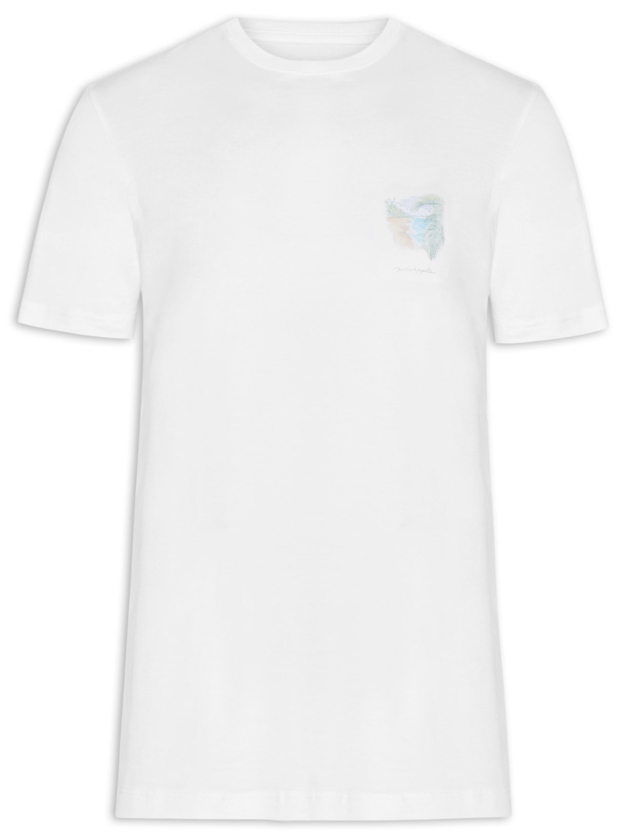 Camiseta Masculina Estampada Aquarela Praia - Branco