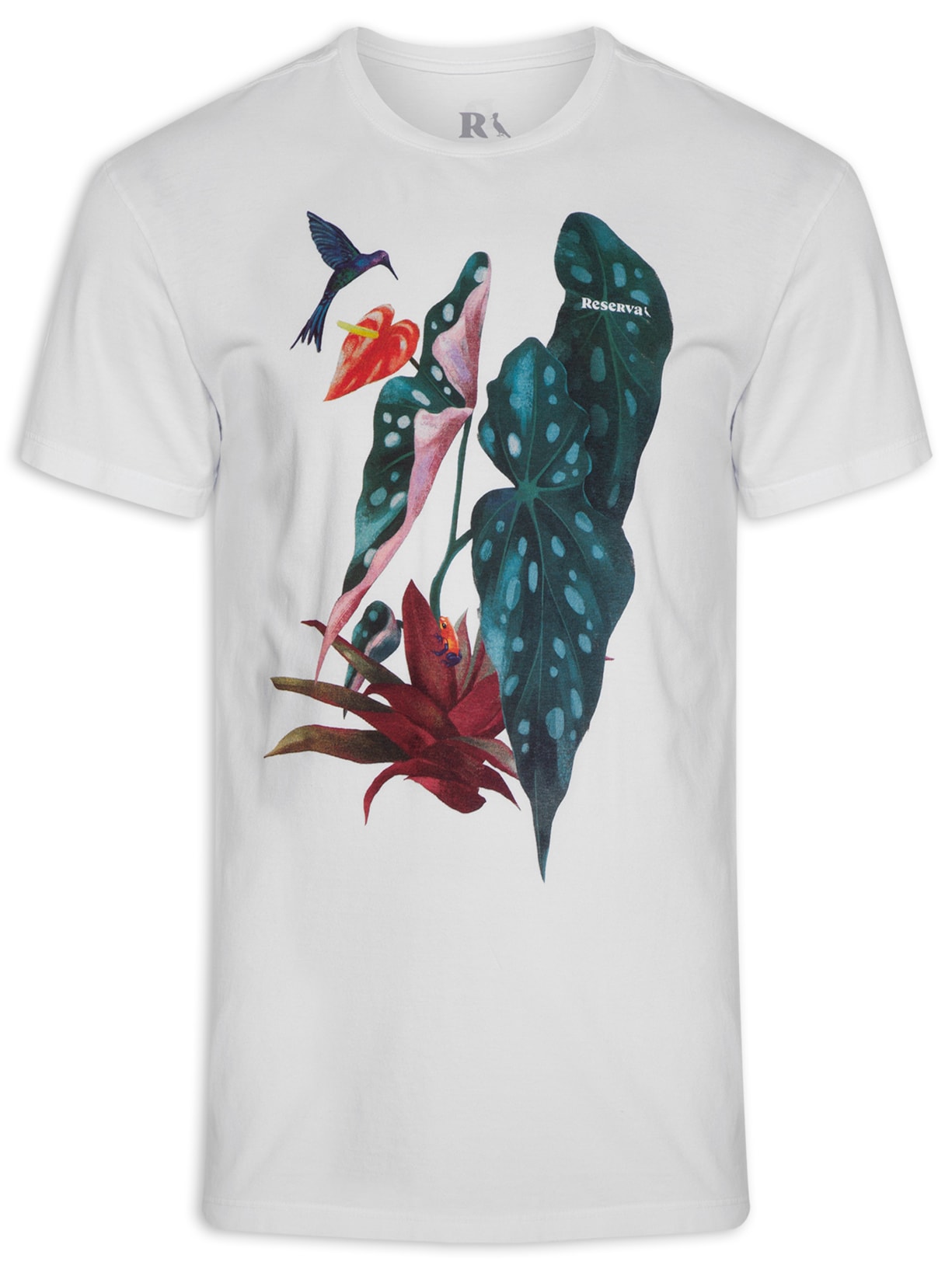 Camiseta Masculina Estampada Arranjo Tropics - Branco