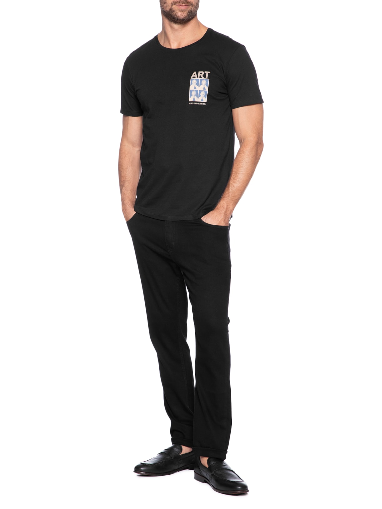 Camiseta Masculina Estampada Art Elizabeth Preto Sergio K