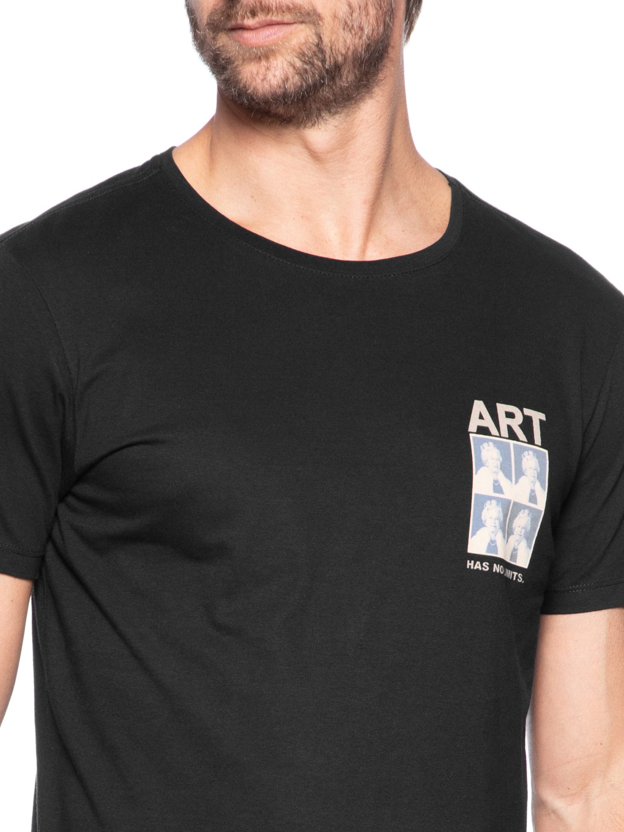 Camiseta Masculina Estampada Art Elizabeth Preto Sergio K